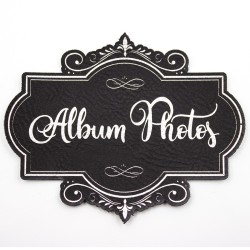 Étiquette en cuir synthétique avec le mot Album photos SCRAPMOUSET