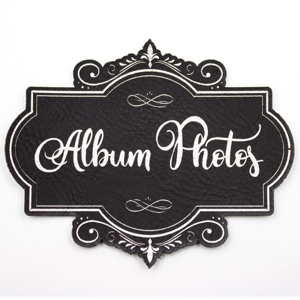 Étiquette en cuir synthétique avec le mot Album photos SCRAPMOUSET