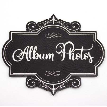 Étiquette en cuir synthétique avec le mot Album photos SCRAPMOUSET