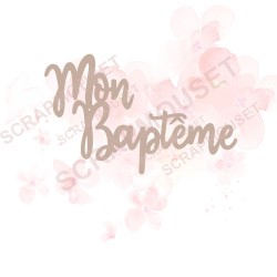 Mot Mon baptême en carton bois SCRAPMOUSET
