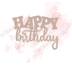 Mot happy birthday nouveau design en carton bois SCRAPMOUSET