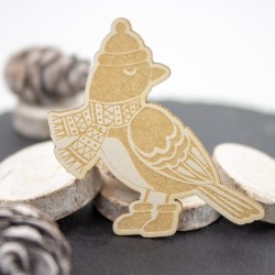 Chipboard oiseau avec écharpe et bonnet en carton bois SCRAPMOUSET