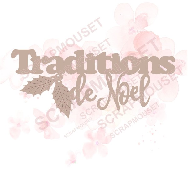 Mot Traditions de Noël en carton bois SCRAPMOUSET