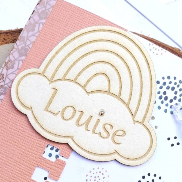 Chipboard arc en ciel à personnaliser avec le prénom d'un enfant SCRAPMOUSET