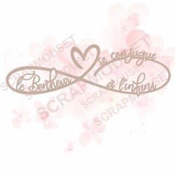 Embellissement Le bonheur se conjugue à l'infini en carton bois SCRAPMOUSET