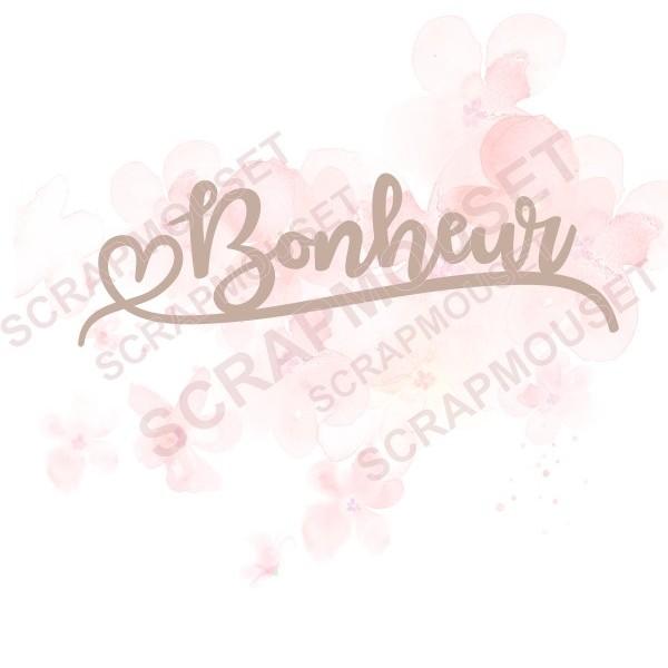 Mot Bonheur avec petit coeur SCRAPMOUSET