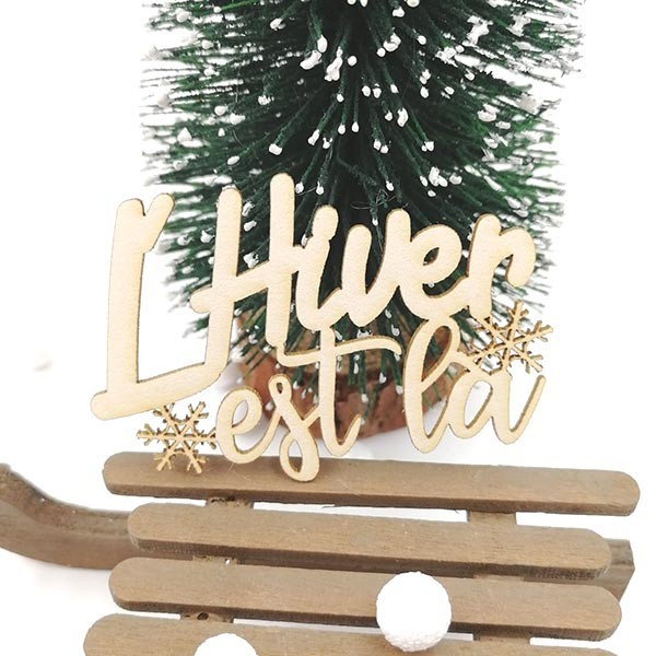 Mot l'Hiver est là en carton bois SCRAPMOUSET pour scrapbooking et loisirs créatifs