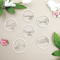 Ensemble de 6 bulles messages en carton bois SCRAPMOUSET