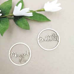 Ensemble de 6 bulles avec texte en carton bois SCRAPMOUSET