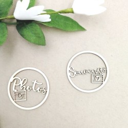 Ensemble de 6 bulles avec texte en carton bois SCRAPMOUSET