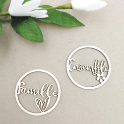 Ensemble de 6 bulles avec texte en carton bois SCRAPMOUSET