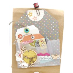 Ensemble de 6 bulles avec texte en carton bois SCRAPMOUSET