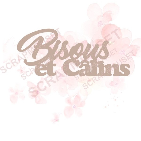 Mot Bisous et calins en carton bois SCRAPMOUSET