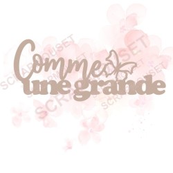 Mot Comme une grande (avec petit papillon) en carton bois SCRAPMOUSET