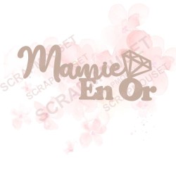Mot Mamie en or (avec petit diamant) en carton bois SCRAPMOUSET