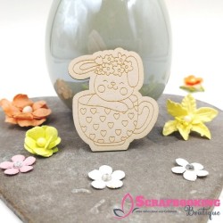 Lot de 3 chipboards lapins fleuris de Printemps SCRAPMOUSET