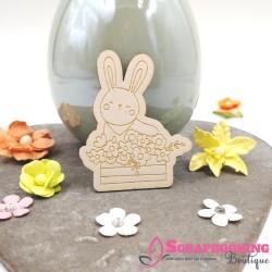 Lot de 3 chipboards lapins fleuris de Printemps SCRAPMOUSET