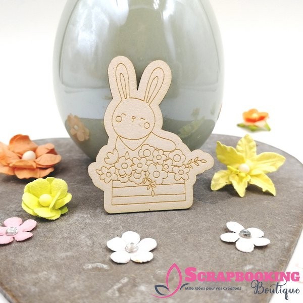 Lot de 3 chipboards lapins fleuris de Printemps SCRAPMOUSET