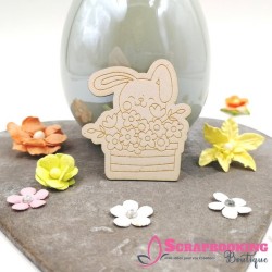 Lot de 3 chipboards lapins fleuris de Printemps SCRAPMOUSET