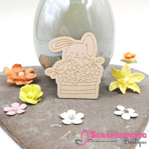 Lot de 3 chipboards lapins fleuris de Printemps SCRAPMOUSET