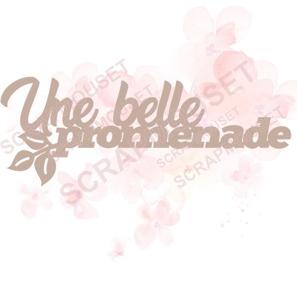 Mot Une belle promenade avec petit feuillage en carton bois SCRAPMOUSET