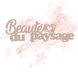 Mot Beauté du paysage avec appareil photo en carton bois SCRAPMOUSET