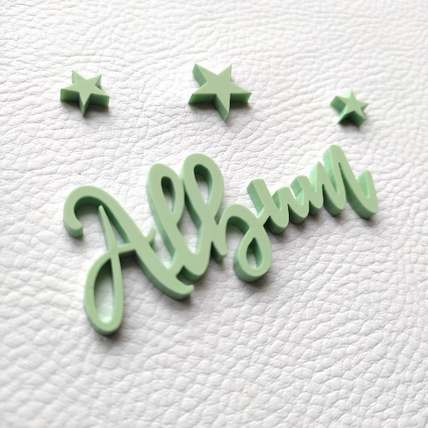 Mot Album et ses étoiles en acrylique vert pastel mat SCRAPMOUSET