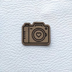 Embellissement appareil photo brun clair en cuir SCRAPMOUSET