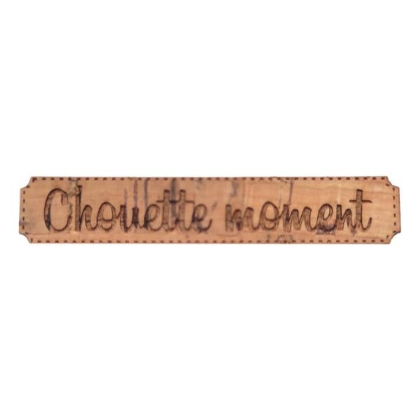 Étiquette gravée Chouette moment en liège