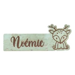 Étiquette personnalisée avec prénom et figurine cerf en liège plusieurs coloris au choix SCRAPMOUSET
