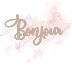Mot bonjour en carton bois SCRAPMOUSET