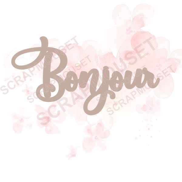 Mot bonjour en carton bois SCRAPMOUSET