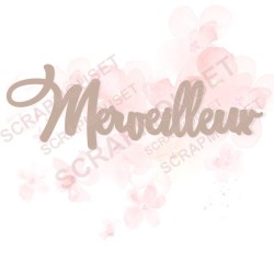 Mot Merveilleux en carton bois SCRAPMOUSET