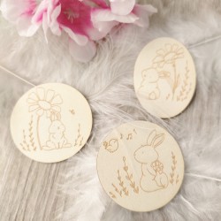 Lot 3 chipboards lapins du Printemps en carton bois SCRAPMOUSET