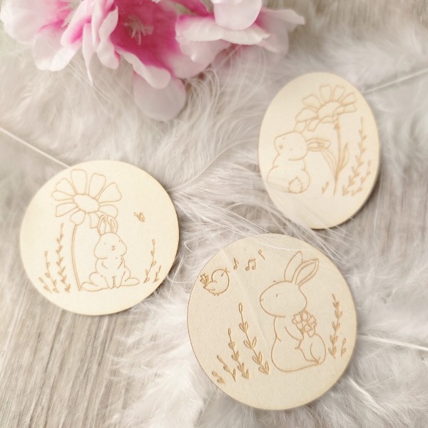 Lot 3 chipboards lapins du Printemps en carton bois SCRAPMOUSET