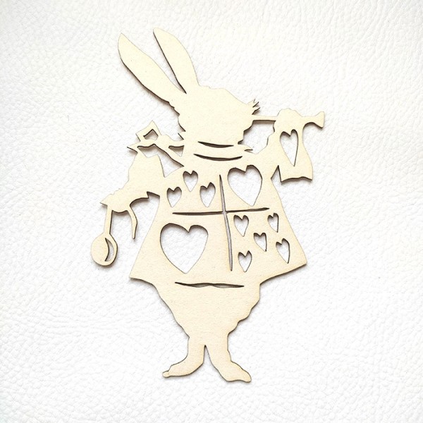 Silhouette du Lapin d'Alice au pays des merveilles en carton bois SCRAPMOUSET