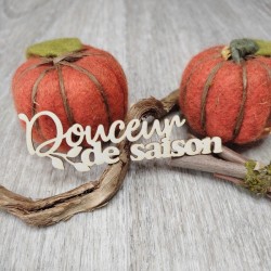 Mot Douceur de saison avec feuillage en carton bois SCRAPMOUSET