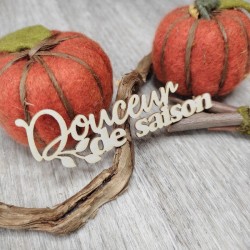 Mot Douceur de saison avec feuillage en carton bois SCRAPMOUSET