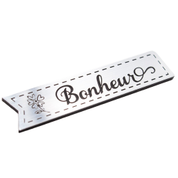 Étiquette Bonheur et petite fleur en Acrylique couleur argent brossé SCRAPMOUSET