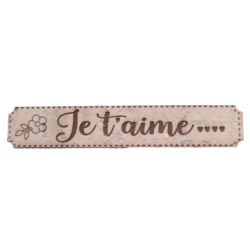 Etiquette en liège Je t'aime avec un motif floral couleur beige clair SCRAPMOUSET