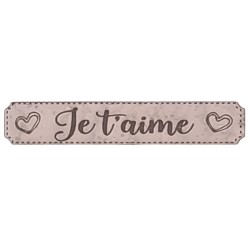 Étiquette en liège Je t'aime avec deux motifs coeur couleur beige clair SCRAPMOUSET