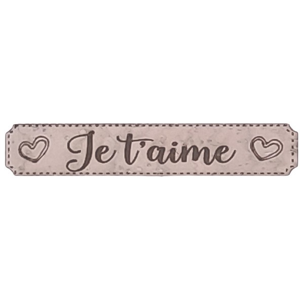 Étiquette en liège Je t'aime avec deux motifs coeur couleur beige clair SCRAPMOUSET