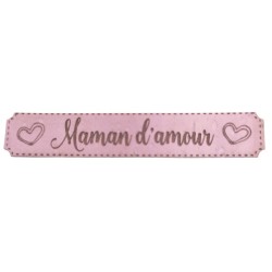 Étiquette en liège Maman d'amour avec deux motifs cœur couleur rose pastel SCRAPMOUSET
