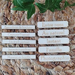 Lot étiquettes gravées carterie thème Famille  SCRAPMOUSET