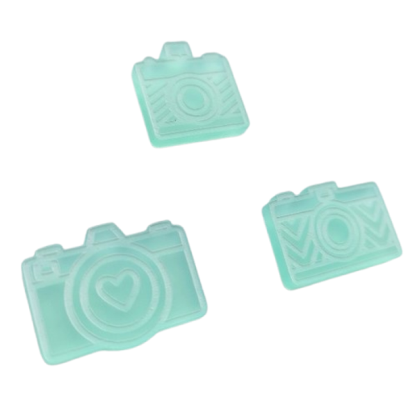 Lot de 3 appareils photos gravés acrylique couleur Caraïbes