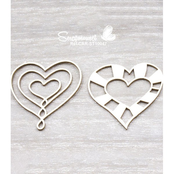 Chipboards "Coeurs fantaisies" de Scrapmouset