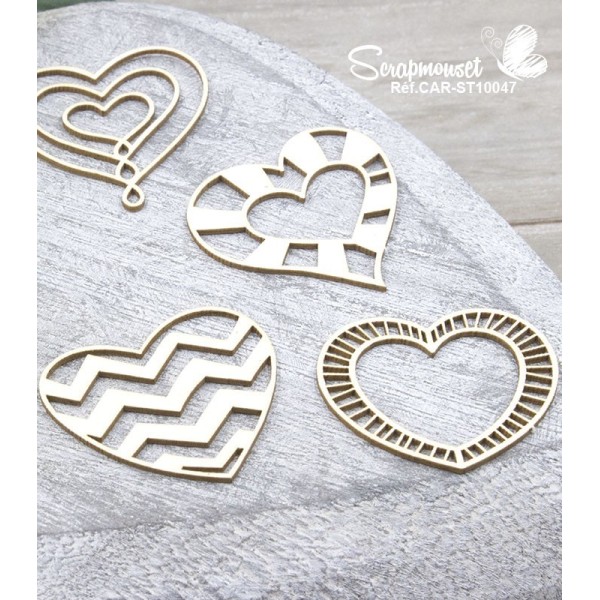 Chipboards "Coeurs fantaisies" de Scrapmouset
