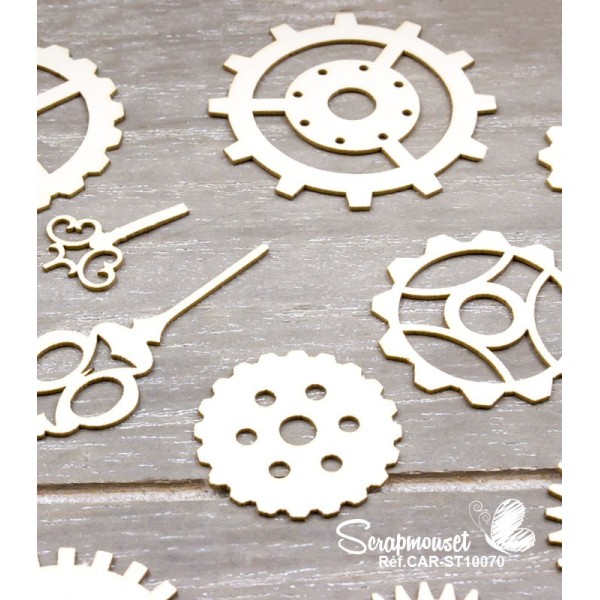 Chipboards "Engrenages et aiguilles" de Scrapmouset