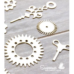 Chipboards "Engrenages et aiguilles" de Scrapmouset