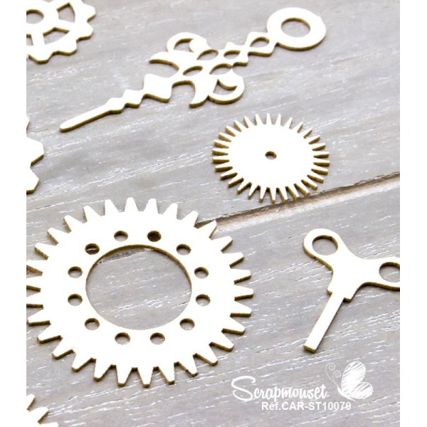 Chipboards "Engrenages et aiguilles" de Scrapmouset
